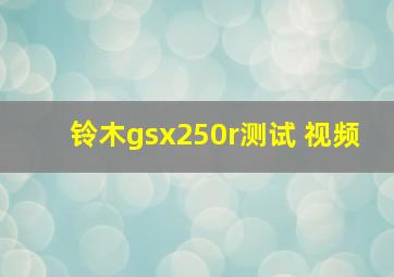 铃木gsx250r测试 视频